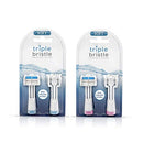 Triple Bristle Replacement Brush Head Refills Pink & Blue Bundle | Innovative 3 Head Design | Compatible w/Triple Bristle Brand Sonic Toothbrush | Color Changing Indicator Bristles Triple Bristle
