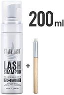 200ml BIG Eyelash Extension Shampoo Stacy Lash + Brush / Eyelid Foaming Cleanser/Wash for Extensions and Natural Lashes/Paraben & Sulfate Free Safe Makeup & Mascara Remover/Professional & Self Use Stacy Lash Store