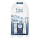Triple Bristle Replacement Brush Head Refills | Innovative 3 Head Design | Compatible with Triple Bristle Brand Sonic Toothbrush | Color Changing Indicator Bristles | 2 Pack (Blue) Triple Bristle