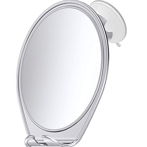 HoneyBull Shower Mirror Fogless for Shaving - with Suction, Razor Holder for Shower & Swivel, Mirrors, Shower Accessories, Bathroom Mirror, Bathroom Accessories, Holds Razors for Men (Chrome) HONEYBULL