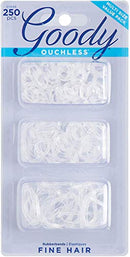 GOODY Ouchless Womens Polyband Elastic Hair Tie - 250 Count, Clear - Fine Hair - Hair Accessories to Style With Ease and Keep Your Hair Secured - Perfect for Fun and Unique Hairstyles - Pain-Free GOODY