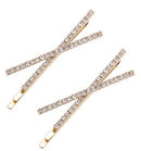 OBTANIM 2 Pcs X Shaped Crystal Hair Pins Cute Metal Shiny Hair Clip Rhinestone Bobby Pin Sparkly Barrette for Women Girls Styling Accessories (Gold) OBTANIM