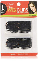 12 pcs Wig Clips Snap Comb Large 1 7/16" (Black) Magic Collection