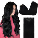 GOO GOO Clip in Hair Extensions Real Human Hair Extensions 16 Inch 120g 7pcs Jet Black Remy Human Hair Extensions Clip in Thick Natural Hair Extensions for Women GOO GOO Store