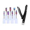 MelodySusie Nail Drill Bits Set with Acrylic Nail Clippers, 7pcs Tungsten Carbide Nail Bits for Nail Drill E-file, 3/32 inch Bits Manicure Pedicure Remover Tools for Acrylic Gel Nails MelodySusie