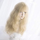 Long Wavy Wig Bangs - Natural Synthetic Hair Lolita Wig with Wig Cap For Women Cosplay and Daily Wear (Blonde) Alice Garden Wigs