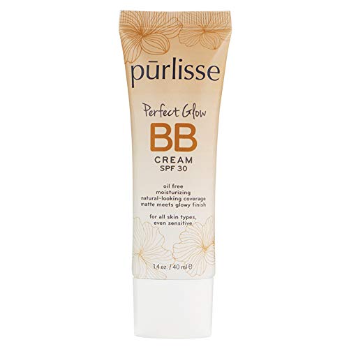 purlisse Perfect Glow BB Cream SPF 30: Cruelty-Free & Clean, Paraben & Sulfate-Free, Medium Coverage, Hydrates with Jasmine | Light Warm 1.4oz pūrlisse