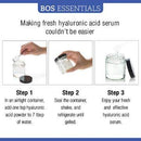 Pure Hyaluronic Acid Serum Powder | 100% NATURAL | High Molecular Weight | Locks in moisture and creates full, youthful skin - Makes 50+ ounces of anti aging Hyaluronic Acid serum! Bos Essentials