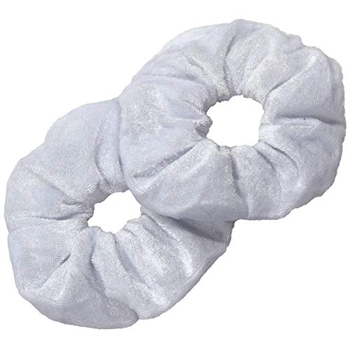 Kenz Laurenz Scrunchies for Hair - 2 Velvet Hair Ties for Women Girls Hair Elastics Ponytail Holder Scrunchy Girl Accessories Elastic Hair Bands Scrunchie Pack (White) Kenz Laurenz