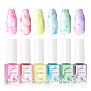 Makartt Marble Nail Polish, Magic Blooming Gel Nail Polish Set Nail Ink Watercolor Pastel Blossom Gel Nail Polish Manicuring Kit Patel Color Alcohol Marble Nail Vanish Sweet Craving 6ml 6 Colors Makartt