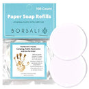 Paper Soap Sheets by Borsali; Mini Portable Travel Size Dissolvable Soap Flakes; Dry Soap Sheets For Camping, Travel, Public Restrooms;100 Refill Sheets To Go; BORSALI