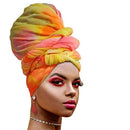 Ankara African Print Soft Headwraps Headband Long Hair Head Wrap Scarf Turban Tie Jersey Knit African head wraps(Tie Dye Style 2) Novarena