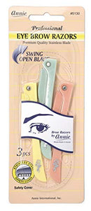 Annie Professional Eye Brow Razors Premium Quality Stainless Blade Swing Open Blade 3 Eye brow Razors Annie