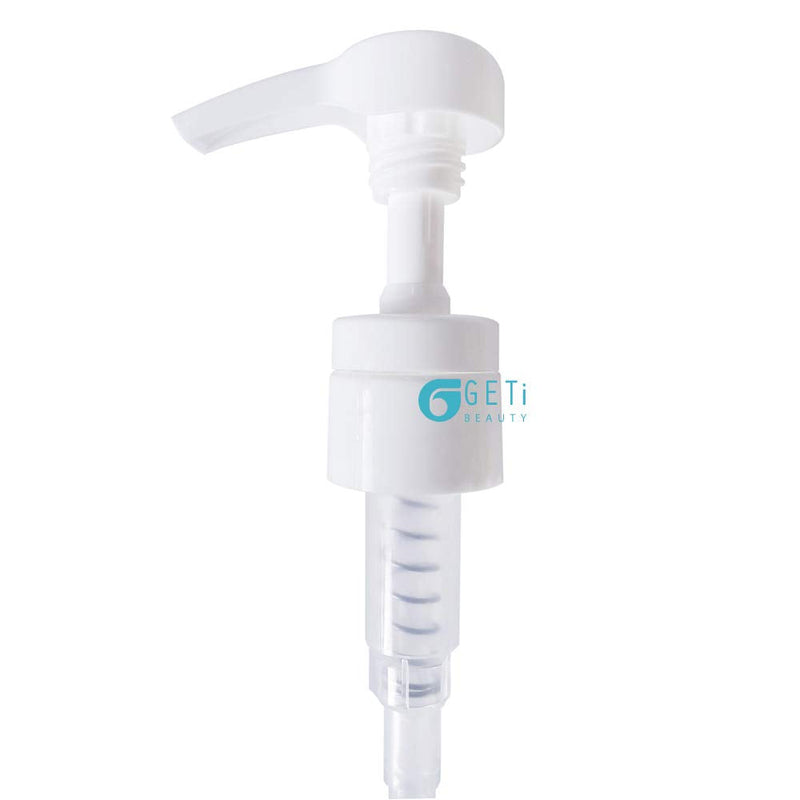 Geti Beauty Shampoo Bottle SalonTop Pump – 5-Pk with Funnel - 33.8 oz Pump Dispenser – Fits Most Shampoo and Conditioner Liter Bottles – Non-Slip Design – 28/410 4cc Geti Beauty