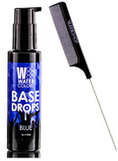 Watercolors Color Depositing Sulfate-Free Shampoo, Maintains & Enhances Haircolor (w/ Sleek Steel Pin Rat Tail Comb) Water Colors Hair Dye Maintenance Wash (BASE DROPS - Blue) Water Colors