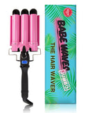 Trademark Beauty Babe Waves 3 Barrel Curling Iron Hair Waver, 1.25 Inch Quick Heat, Adjustable Temperature Hair Curler, Perfect Beach Waver, Hair Styling Tools, 32mm Jumbo Ceramic Wand, Pink Babe Waves