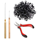Orgrimmar Hair Extension Tool Kit Hair Extension Remove Pliers Pulling Hook 500 PCS Micro Silicone Rings Bead Device Tool Kits for Professional Hair Styling Tools Accessory (Black) Orgrimmar