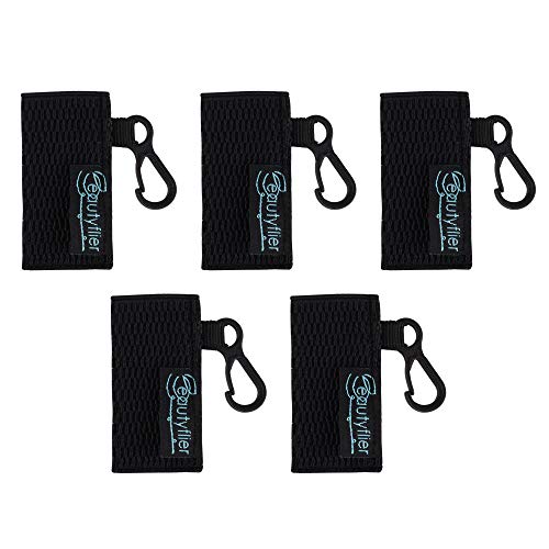 Beautyflier Clip-on Sleeve Chapstick Pouch Keychain Lipstick Holder Elastic Lip Balm Holder Travel Accessories (Black (5pcs)) Beautyflier