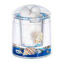 Locco Decor Acrylic Liquid 3D Floating Motion Round Qtip Cotton Ball Swab Holder Dispenser with Lid Shell Locco Decor