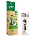 Biodegradable Mint Dental Tooth Lace Floss With Refillable & Reusable Glass Holder - 100% Organic Natural and Compostable Teeth Silk Spool Waxed With Candelilla Wax & Eco-Friendly Zero Waste Packaging BAMBOEARTH