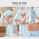 REDKISS Blue Towel Wrap for Women, XL Spa Shower Wrap with Hair Towel, Super Absorbent Bath Towels Robe for Body, Adjustable Microfiber Plush Bathrobe for Girls, Warmth Velcro Plus Size Wraps Towels Infinity Warehouse