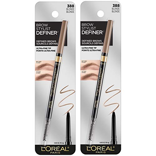 L'Oreal Paris Makeup Brow Stylist Definer Waterproof Eyebrow Pencil, Ultra-Fine Mechanical Pencil, Draws Tiny Brow Hairs and Fills in Sparse Areas and Gaps, Blonde, 0.003 Ounce (Pack of 2) L'Oreal Paris