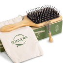 Boar Bristle Hair Brush Men Detangling Hair Brushes for Women Mens Paddle Brush Bamboo Wooden Bore Natural Hairbrush for Shine Soft Fine Hair Reduce Frizz Dry Improve Hair Texture Sonvera