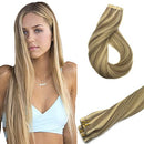 GOO GOO 24inch 50g 20pcs Tape in Human Hair Extensions Light Blonde Mixed Golden Blonde Remy Hair Extensions Tape in Straight Hair for Women GOO GOO