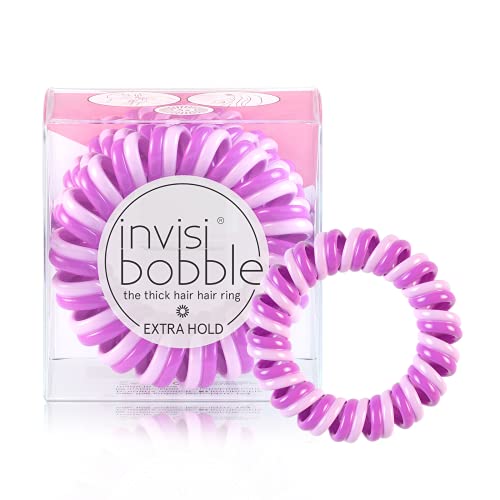 invisibobble Extra Hold Traceless Spiral Hair Ties - The Secret Purple - Strong Elastic Grip Coil Accessories for Women - No Kink, Non Soaking - Gentle for Girls Teens and Thick Hair invisibobble
