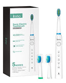 Initio Electric Toothbrush with Smart Timer, 5 Modes, 3 Dupont Bristles, 40,000 VPM Motor, Whitening Power Rechargeable Toothbrush for Adults and Kids (White) Initio