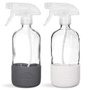 SAVVY PLANET Empty Clear Glass Spray Bottles with Silicone Sleeve Protection - Refillable 16 oz Containers for Cleaning Solutions, Essential Oils, Misting Plants - Quality Sprayer - 2 Pack - Pastel SAVVY PLANET