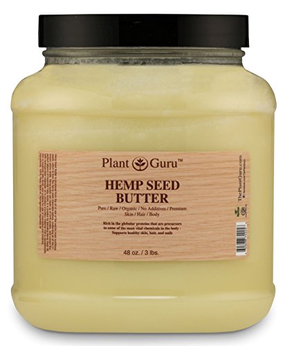 Hemp Seed Butter 3 lb. 100% Pure Raw Fresh Natural Cold Pressed. Skin Body and Hair Moisturizer, DIY Creams, Balms, Lotions, Soaps. Plant Guru