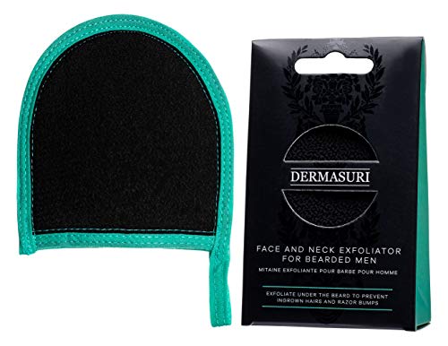 Dermasuri Beard Scrub and Body Scrub Mitt for Deep Exfoliation - Part of a Skincare Kit for Bearded Men - Cleanse Skin & Brush Away Ingrown Beard Hair - Shaving and Grooming Accessories for Men Dermasuri