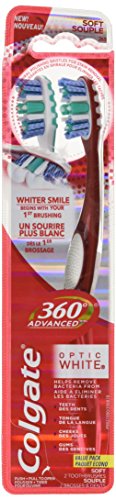 Colgate 360 Advanced Optic White Toothbrush, Soft, 2 Count Colgate