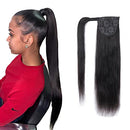 Straight Human Hair Ponytail Clip in Extensions, 100% Unprocessed Brazilian Hair Magic Strap Wrap Around Ponytails, Magic Paste with Comb Clip on Silky Straight (26 Inch, Straight, Wrap Around) ALISFEEL