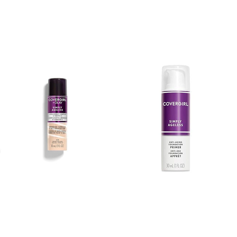 COVERGIRL & olay simply ageless 3-in-1 liquid foundation, natural beige, pack of 2, 1 Ounce - Infinity Warehouse