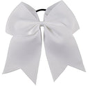 Kenz Laurenz Cheer Bows White Cheerleading Softball - Gifts for Girls and Women Team Bow with Ponytail Holder Complete Your Cheerleader Outfit Uniform Strong Hair Ties Bands Elastics (1) Kenz Laurenz