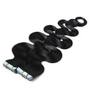 Wavy Tape in Hair Extensions 100% Human Hair Body Wave 14 inch Dark Black Long Soft Remy Hair Skin Weft Seamless Invisible Double Side Tape 20pcs/40g