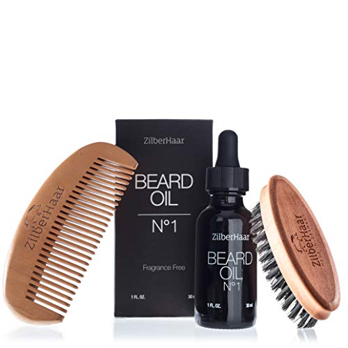 ZilberHaar Beard Oil + Pocket Beard Brush with Stiff Bristles Bundle ZilberHaar