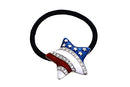 Patriotic Star Ponytail Holder by Crystal Avenue | Stretchy Elastic Hair Tie | Silvertone and Enamel with Crystal Accents Crystal Avenue