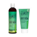 The Seaweed Bath Co. Eucalyptus & Peppermint 12oz Body Wash and 6oz Body Cream, Natural Organic Bladderwrack Seaweed, Paraben Free The Seaweed Bath Co. Store