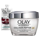 Olay Regenerist Collagen Peptide 24 Face Moisturizer with Vitamin B3, Fragrance Free, 1.7 Oz + Whip Face Moisturizer Travel/Trial Size Gift Set Olay