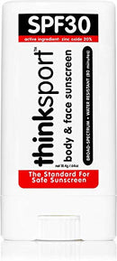 Thinksport SPF 30 Face & Body Mineral Sunscreen Stick – Safe, Natural, Water Resistant Sun Cream – Vegan, Reef Friendly UVA/UVB Sun Protection for Sports & Active Use, 0.64oz Thinksport