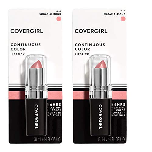 Covergirl Continuous Color Lipstick, 010 Sugar Almond, 0.13 Oz, Pack of 2 (Packaging May Vary) COVERGIRL Store