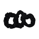 Small Scrunchies Cotton Hair Bobble - Set of 3 - Black Motique Accessories Store