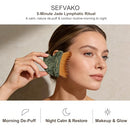 Lymphatic Contour Face Brush, Dual-Ended Dry Brush + Cool-Touch Jade Gua Sha Edge, 0.075mm Ultra-Soft Bristles Gua Sha Facial Tools, for Lymphatic Drainage, Less Puffy Look, Sculpt & Relax Infinity Warehouse