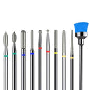 MelodySusie 10Pcs Diamond Nail Drill Bit Set, 3/32'' (2.35mm) Professional Cuticle Nail Drill Bits Kit for Acrylic Gel Nails, Efile Manicure Pedicure Shapen Remove Tools, Home Salon Use(Silver) MelodySusie