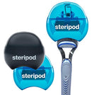 Steripod Men and Women Safety Razor Holder - Clip-On Cover Anti-Rust Blade Razor Protector Travel Size (2 Pk Blue - Black) BREXONIC