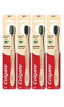 Colgate Charcoal Bamboo Toothbrushes, Eco Friendly Natural Bamboo Handle, Soft, 4 Count Colgate