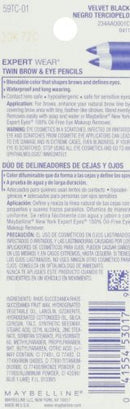 Maybelline New York Expert Wear Twin Brow And Eye Pencils, 101 Velvet Black, 0.03 Ounce (Pack of 2) Maybelline New York
